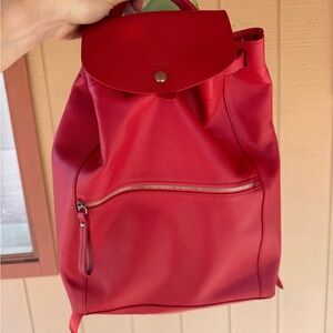 Longchamp Le Foulonné Red Leather Backpack